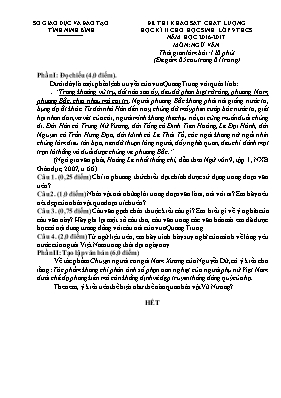 Đề thi khảo sát chất lượng học kì II môn Ngữ văn Lớp 9 - Năm học 2016-2017 - Sở GD & ĐT Thái Bình (Có đáp án)